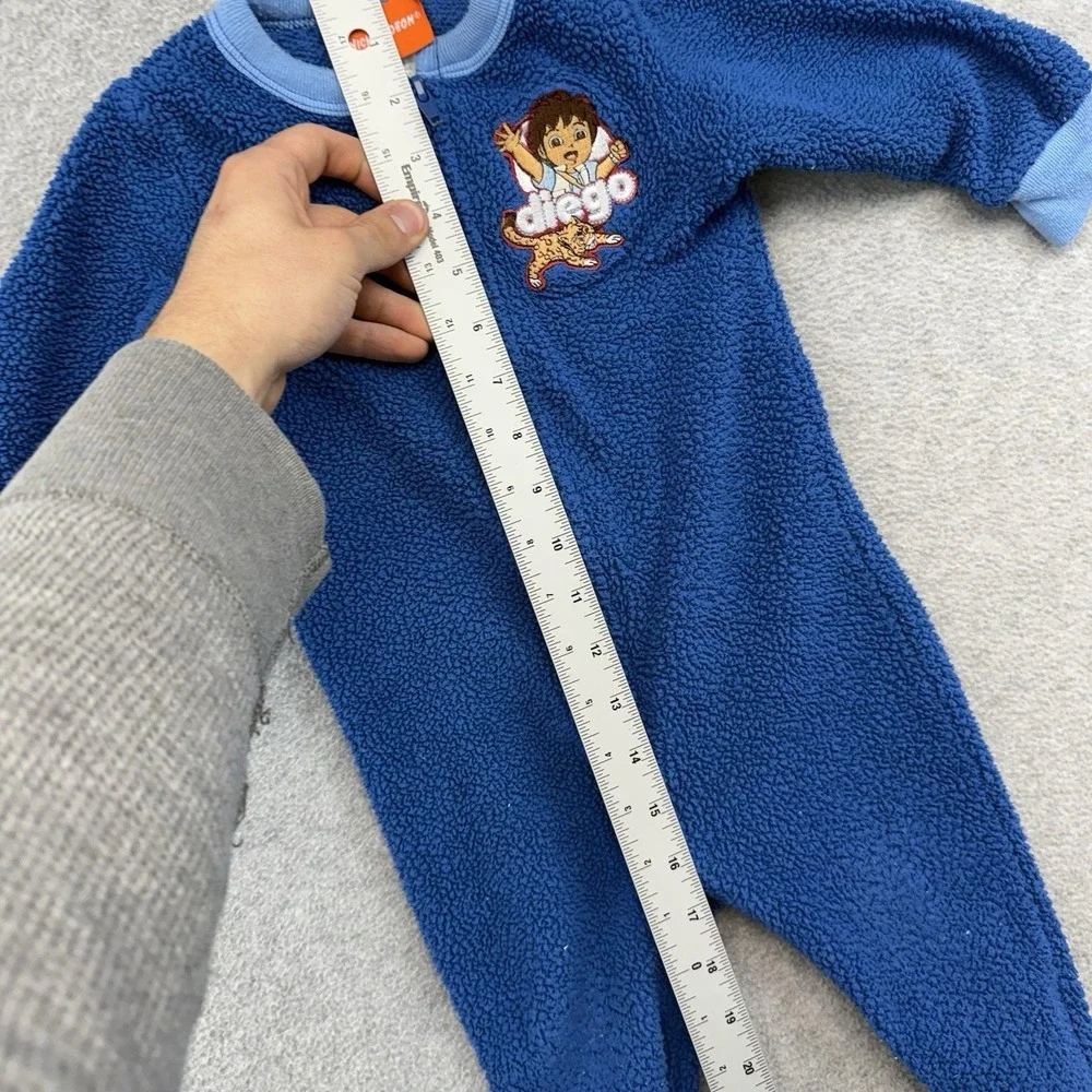 Y2K Go Diego Go Nick‎ Jr Embroidered Onezy Footsie Boys Baby 18M Blue 2008 VTG